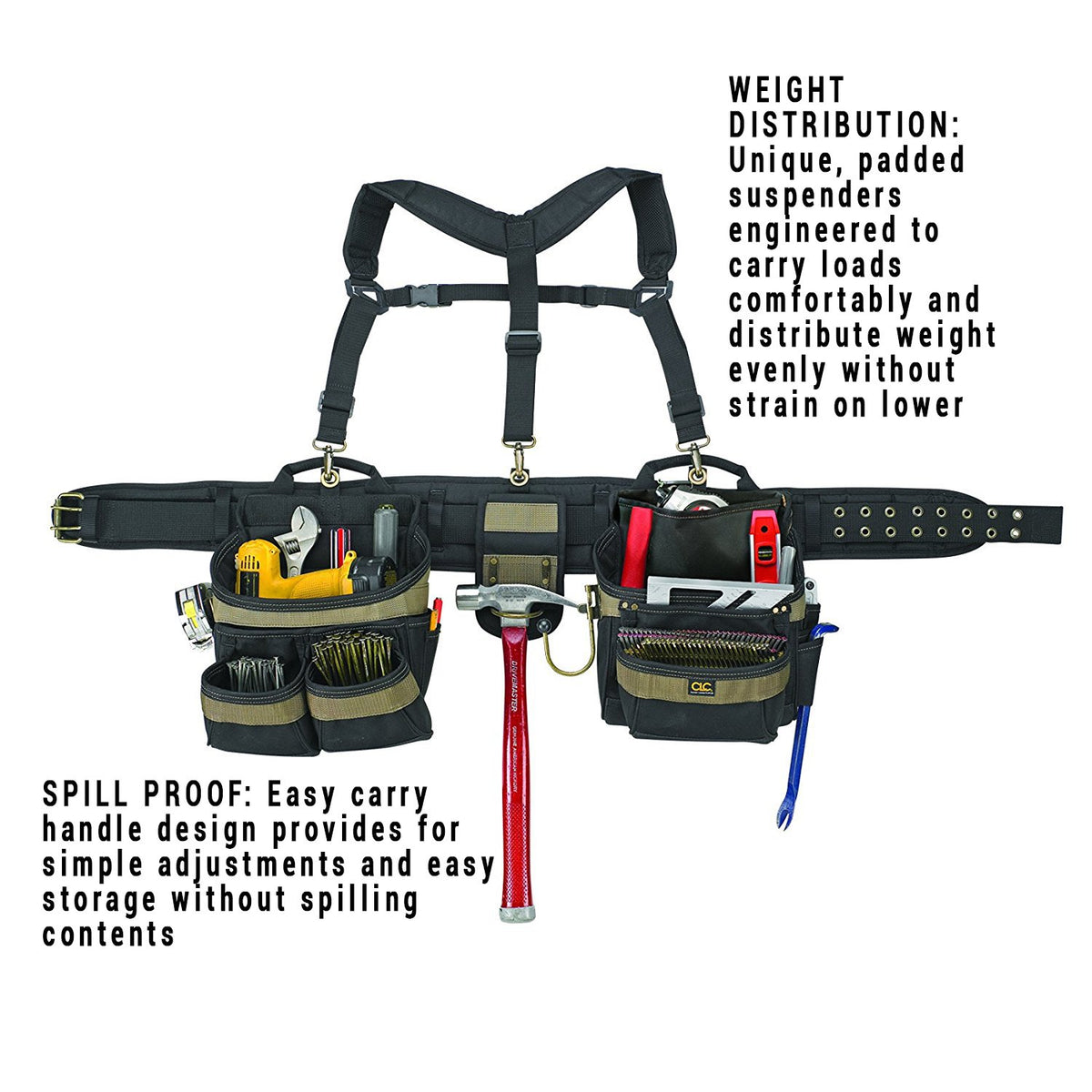 Heavy Duty 5 Piece Tool Belt Apron, 31 Pocket, Black K1111