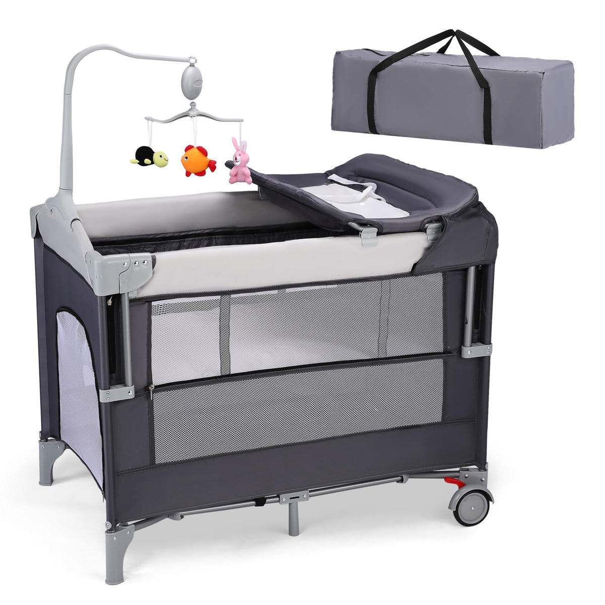 5-in-1 Portable Baby Bassinet with Changing Table and Carry Bag U29626