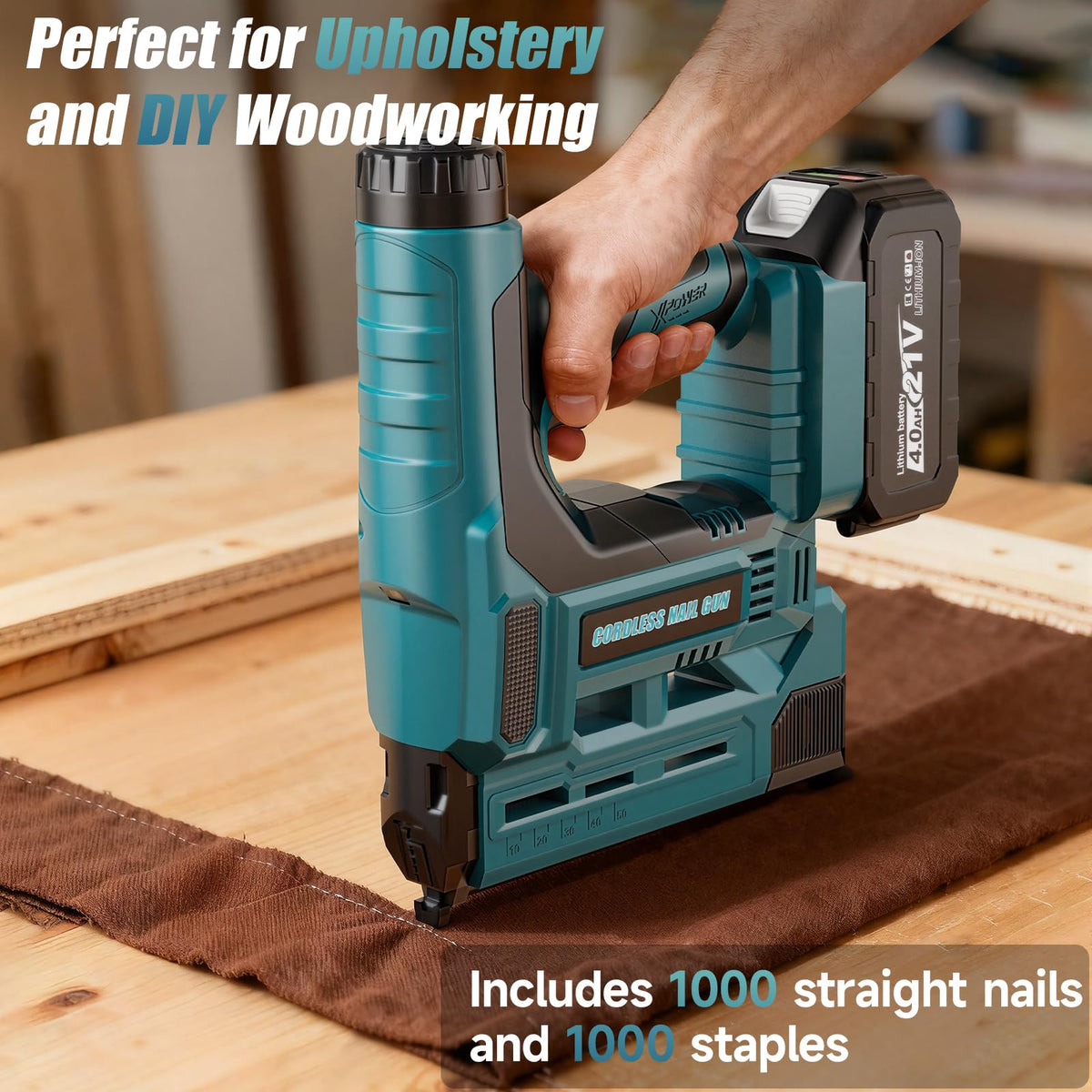Cordless Battery Powered 18 Gauge 2 in 1 Brad Nailer & Staple Gun M36186