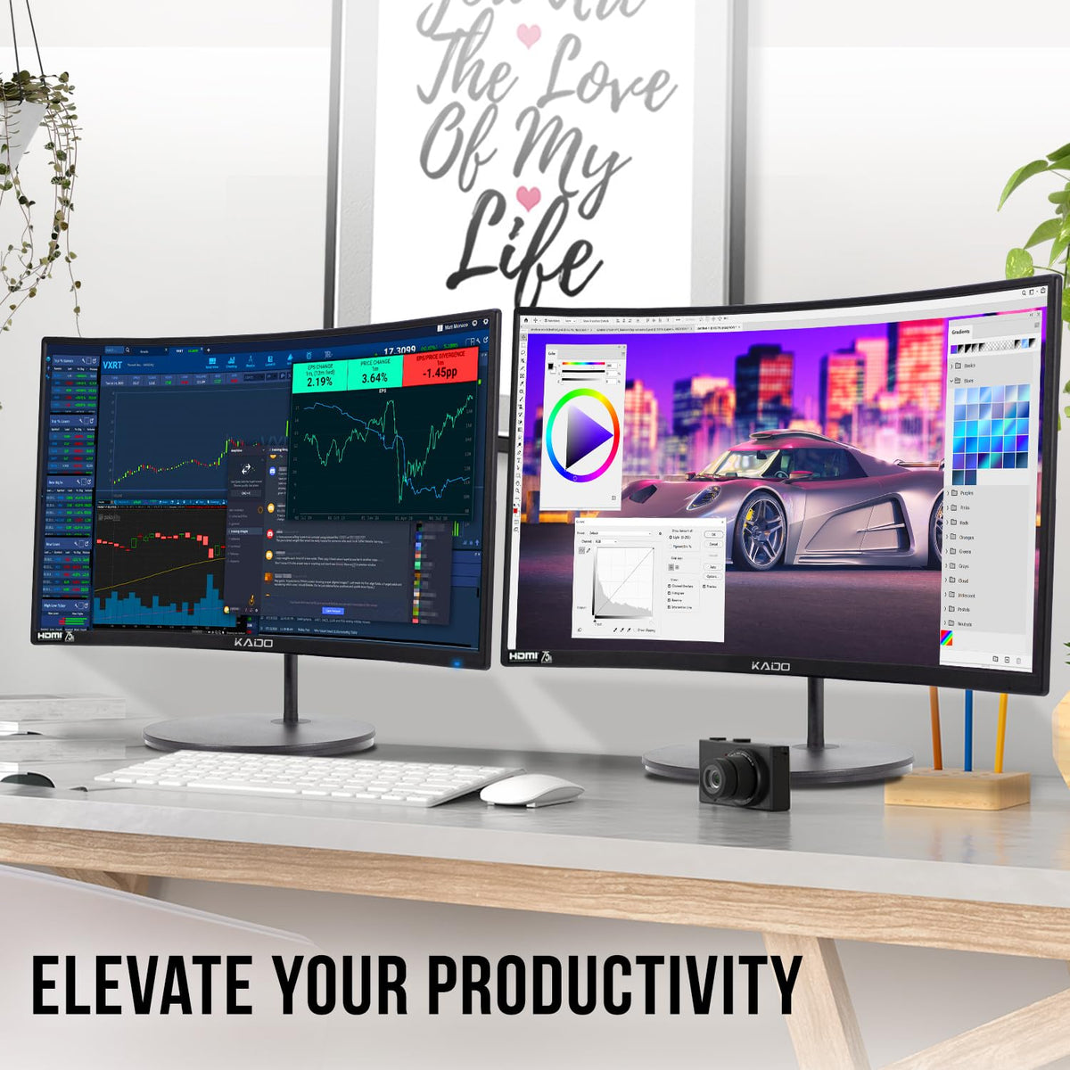 24" Curved 75Hz Computer Monitor 2-Pack R736