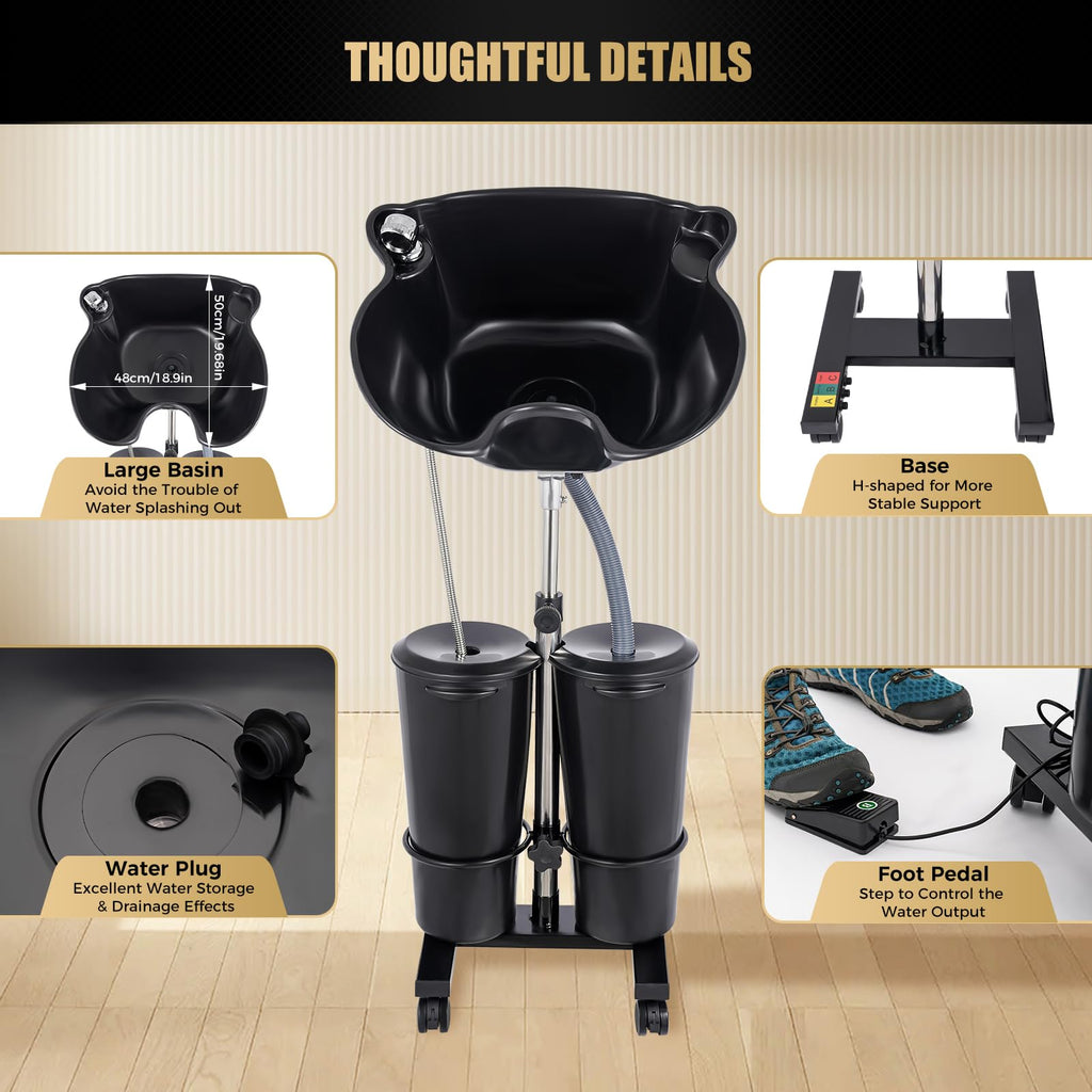 Portable Shampoo Unit with Electric Pump and Drain Hoses I873016