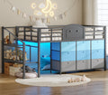 Twin Size Low Loft Bed with 9 Storage Drawers and LED Lights E858009