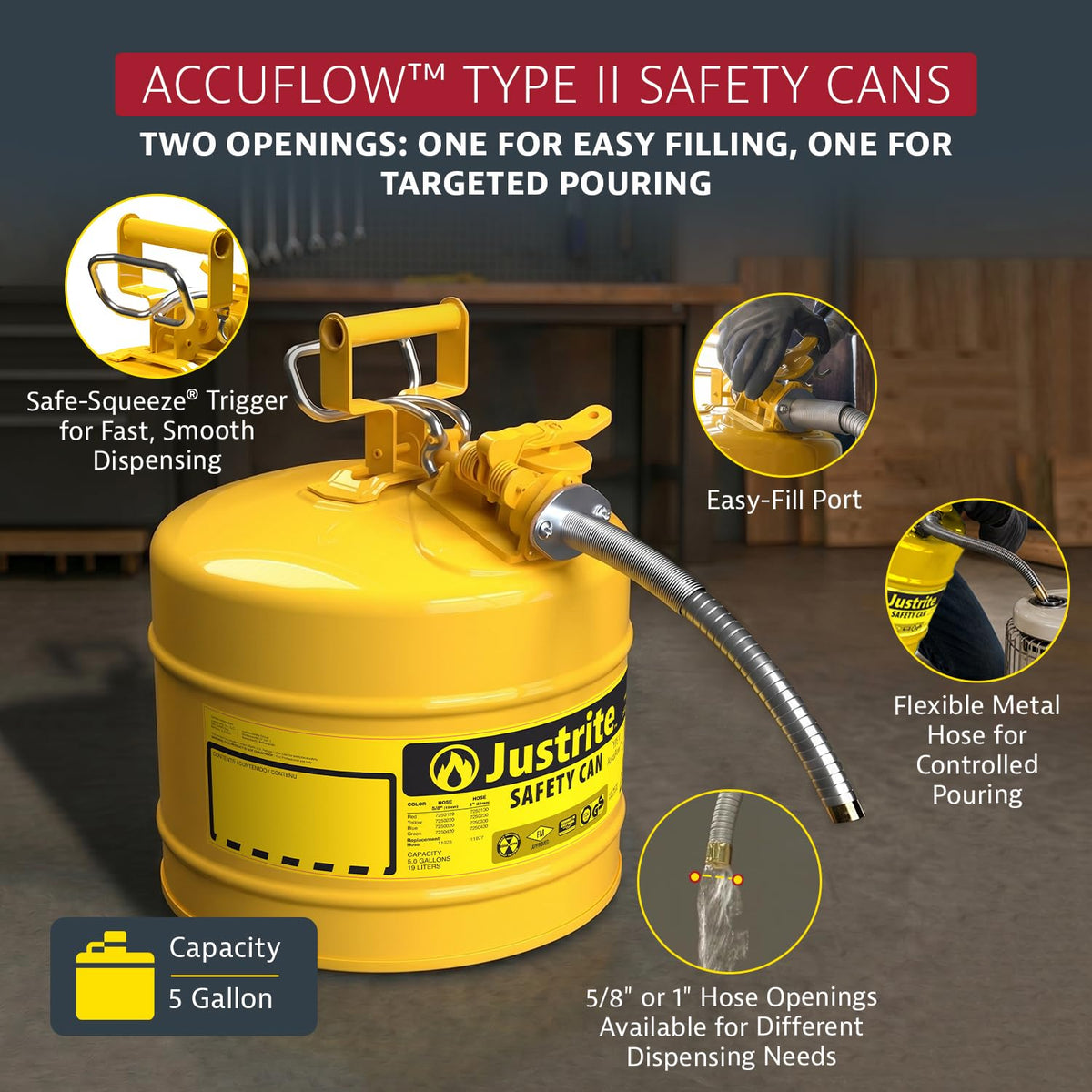 Yellow Galvanized Steel Diesel Fuel Can B300