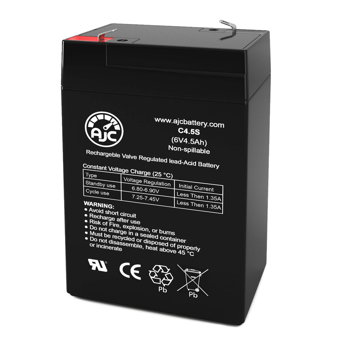 6V 4.5Ah Sealed Lead Acid Battery B1234