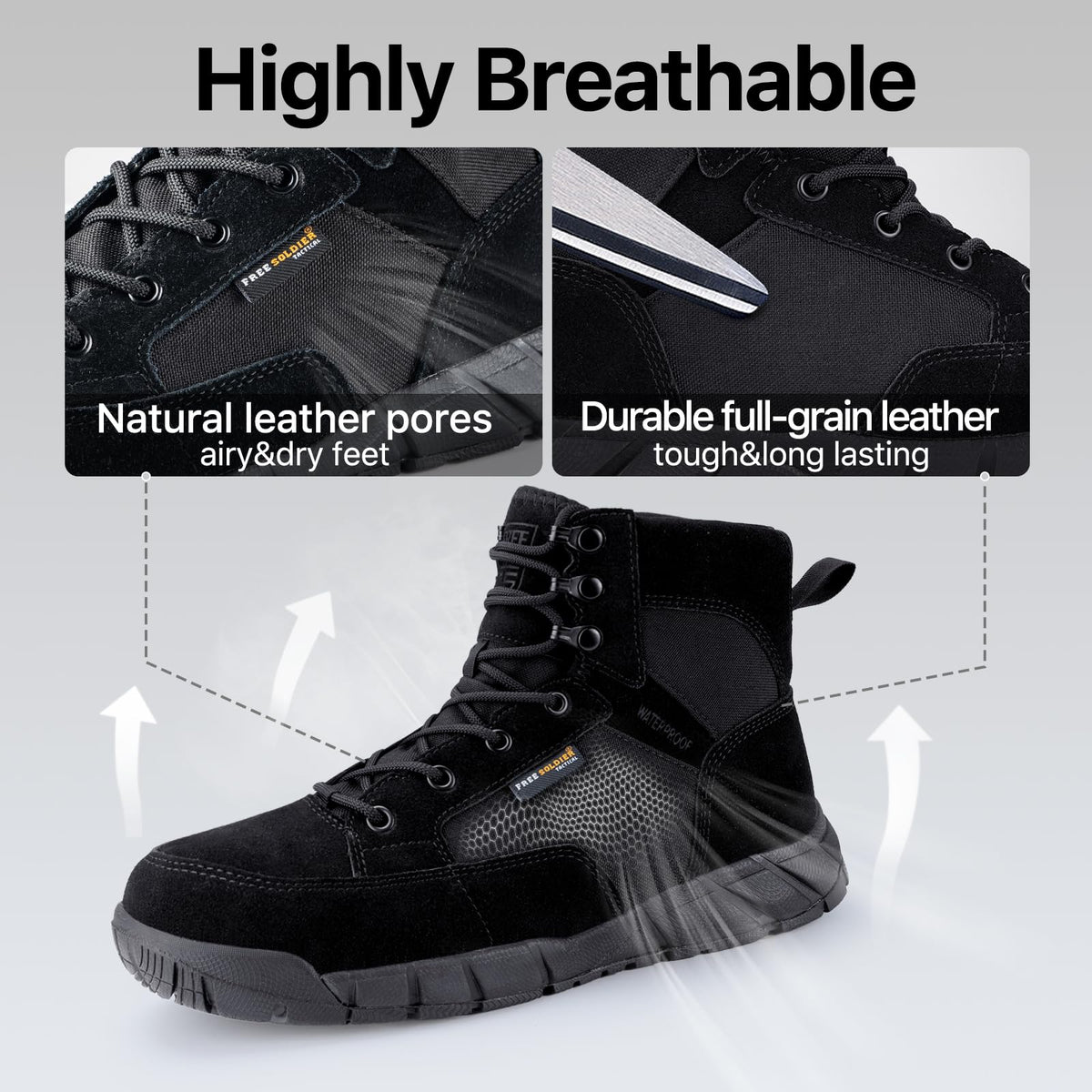 Men's 6 Inches Lightweight Waterproof Suede Leather Work Boots Q529628