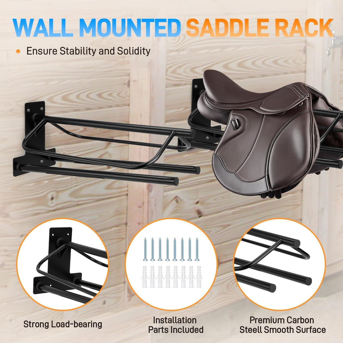 2 Pack Wall Mounted Saddle Rack with Double Pad Bar O915
