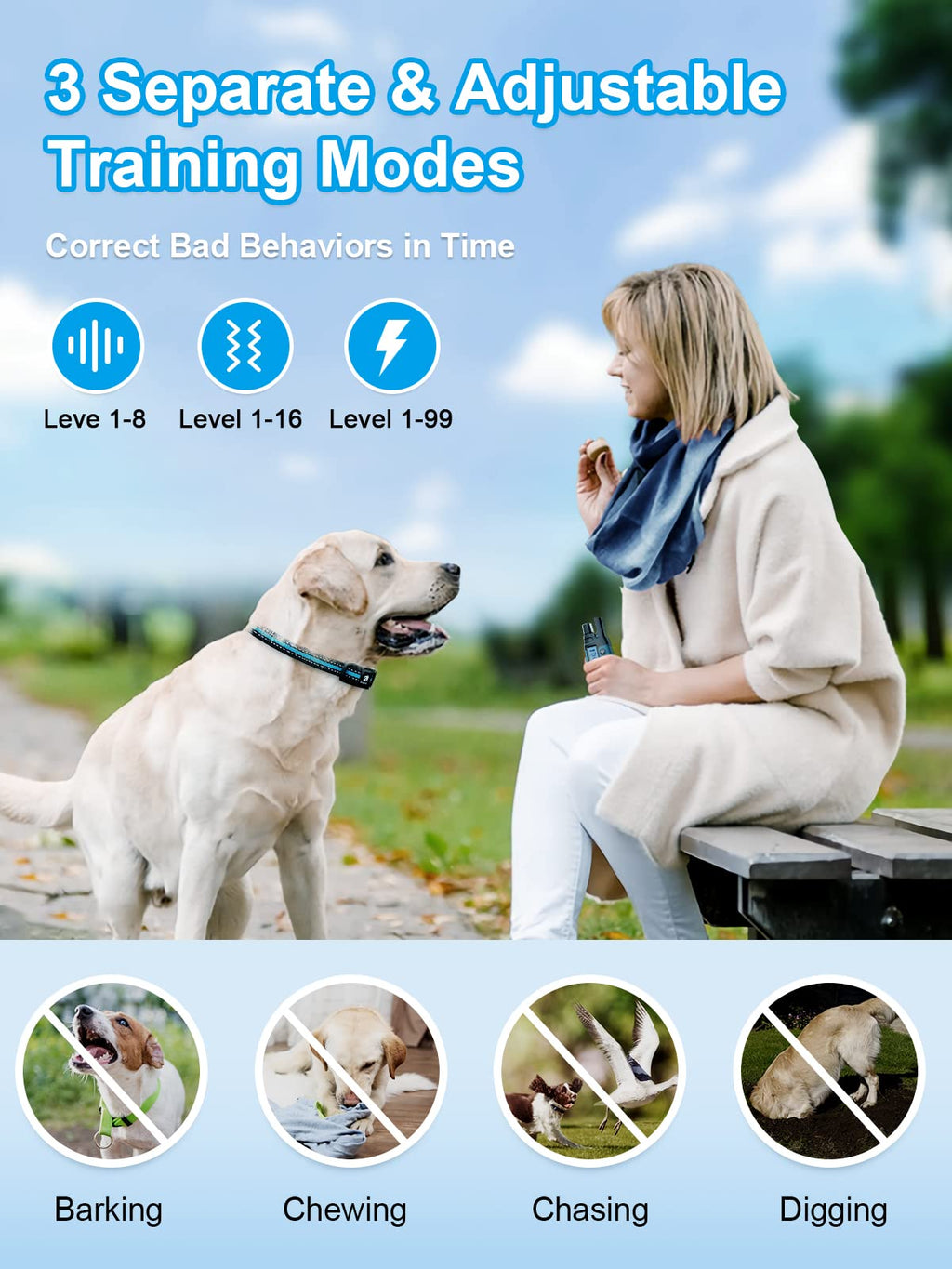 Dog Shock Collar 2 Dogs Waterproof Training Collar with Rechargeable Remote Z661160
