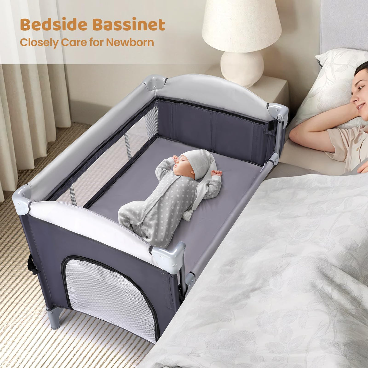 5-in-1 Portable Baby Bassinet with Changing Table and Carry Bag U29626