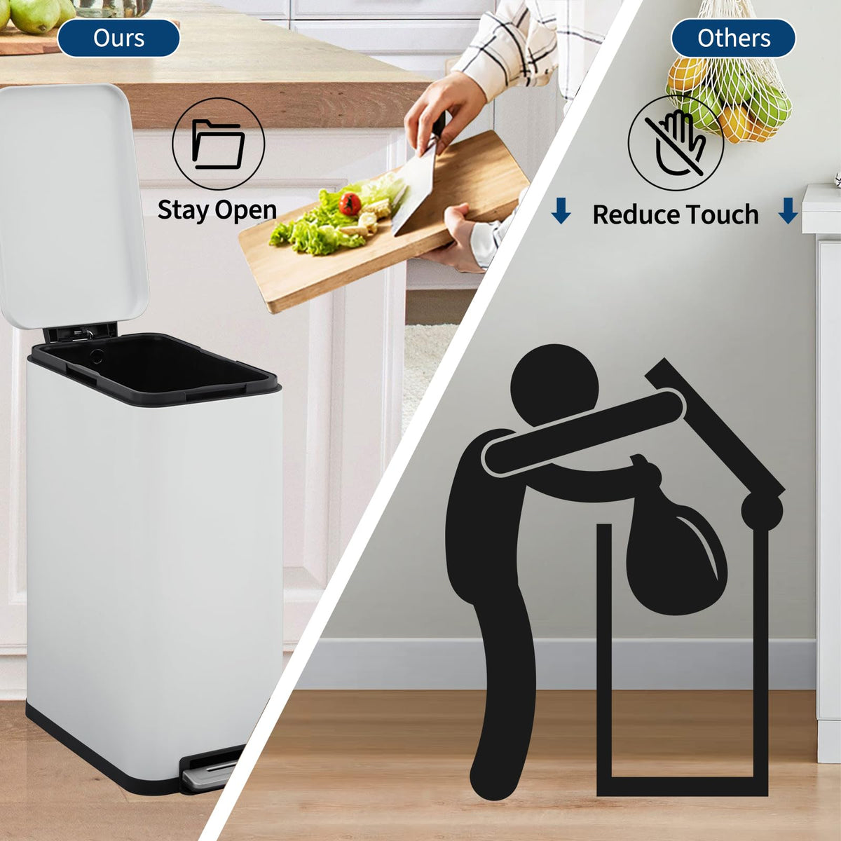 50L Stainless Steel Slim Kitchen Trash Can Y785729