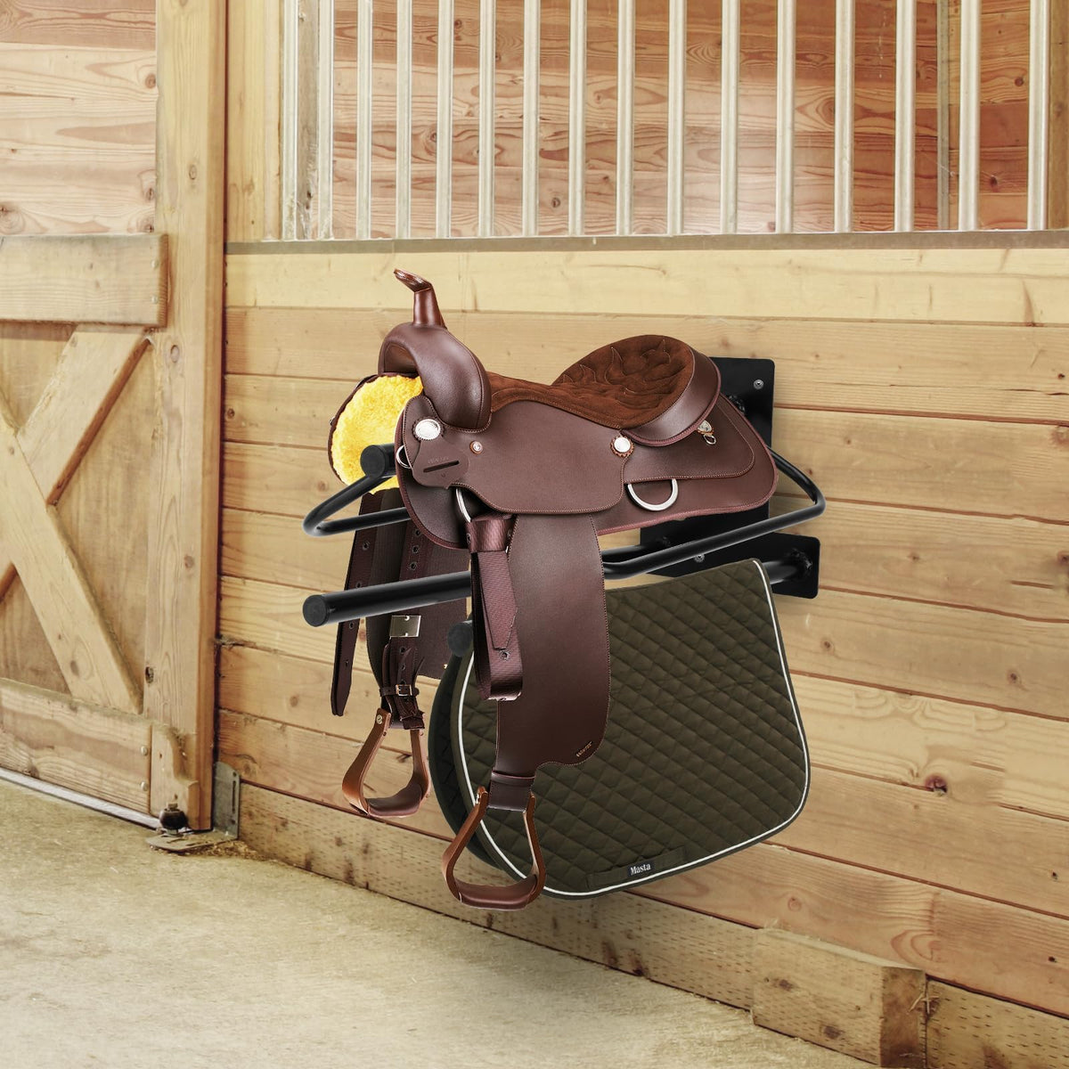2 Pack Wall Mounted Saddle Rack with Double Pad Bar O915