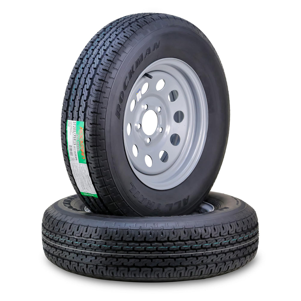 Trailer Tire Wheel ST205/75R15 8-Ply Silver Rim O4850