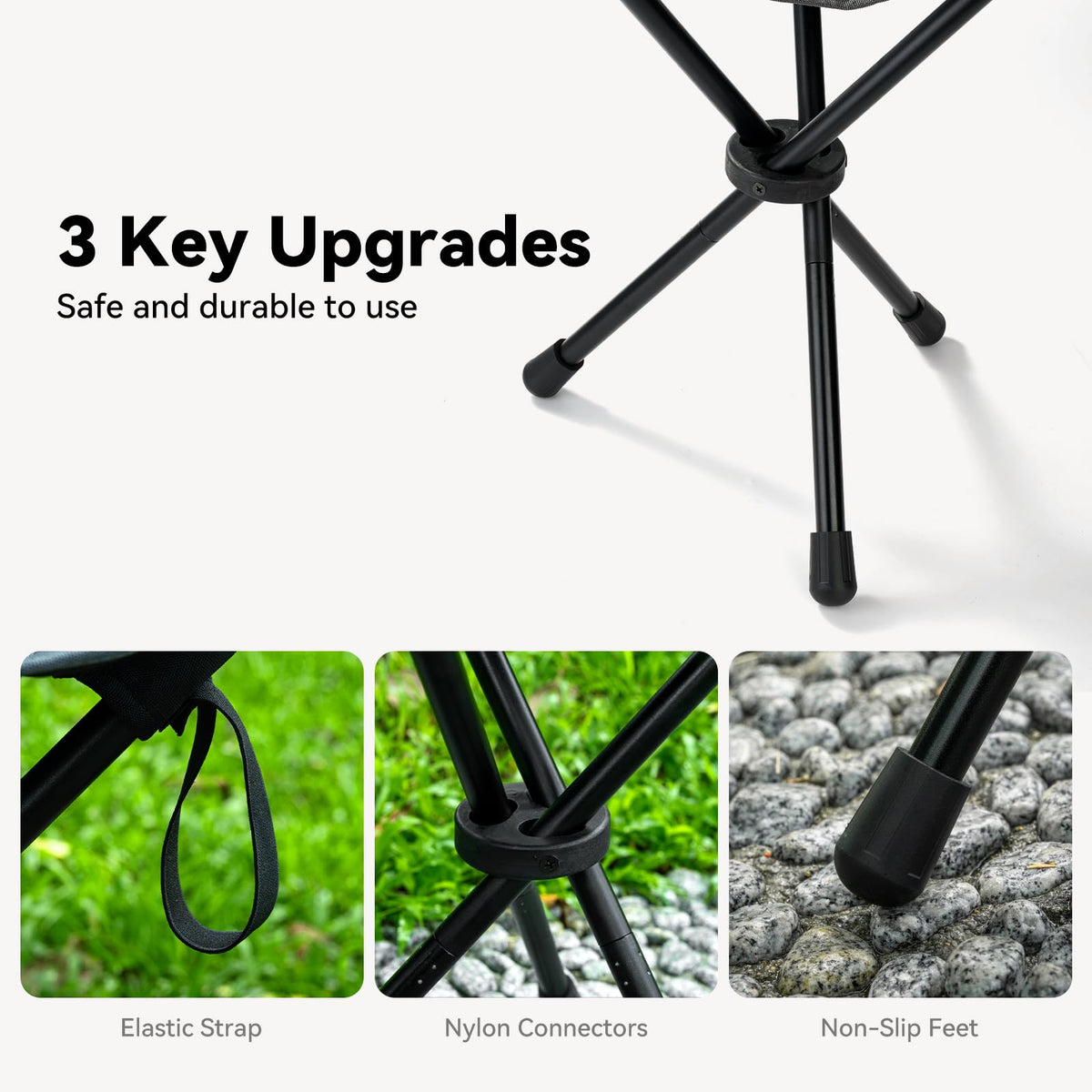 18"×14.5" Aluminum Alloy Folding Camping Stool, Black Y558681