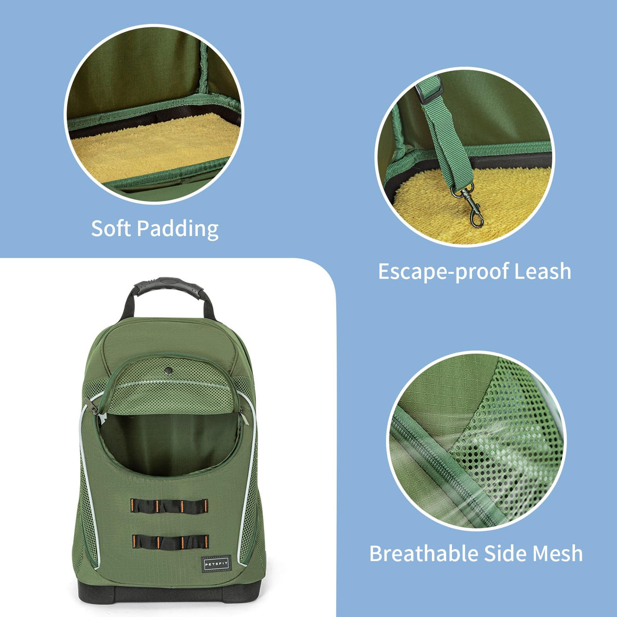 Green Pet Dog Carrier Backpack with Large Ventilations V6539