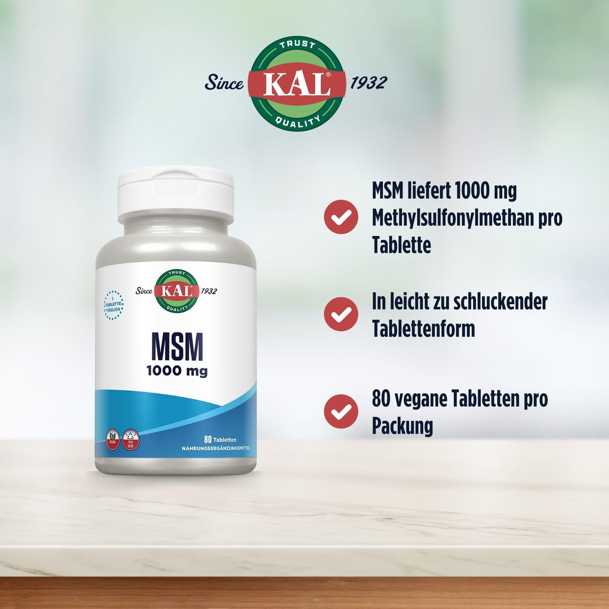 MSM Tablets 1000 Mg 80 Count K14759