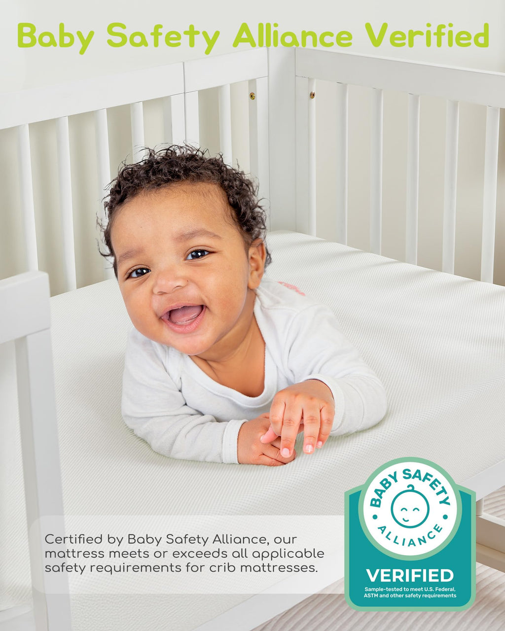 Breathable Standard Full Size Crib Mattress with Waterproof Machine Washable Cover S270