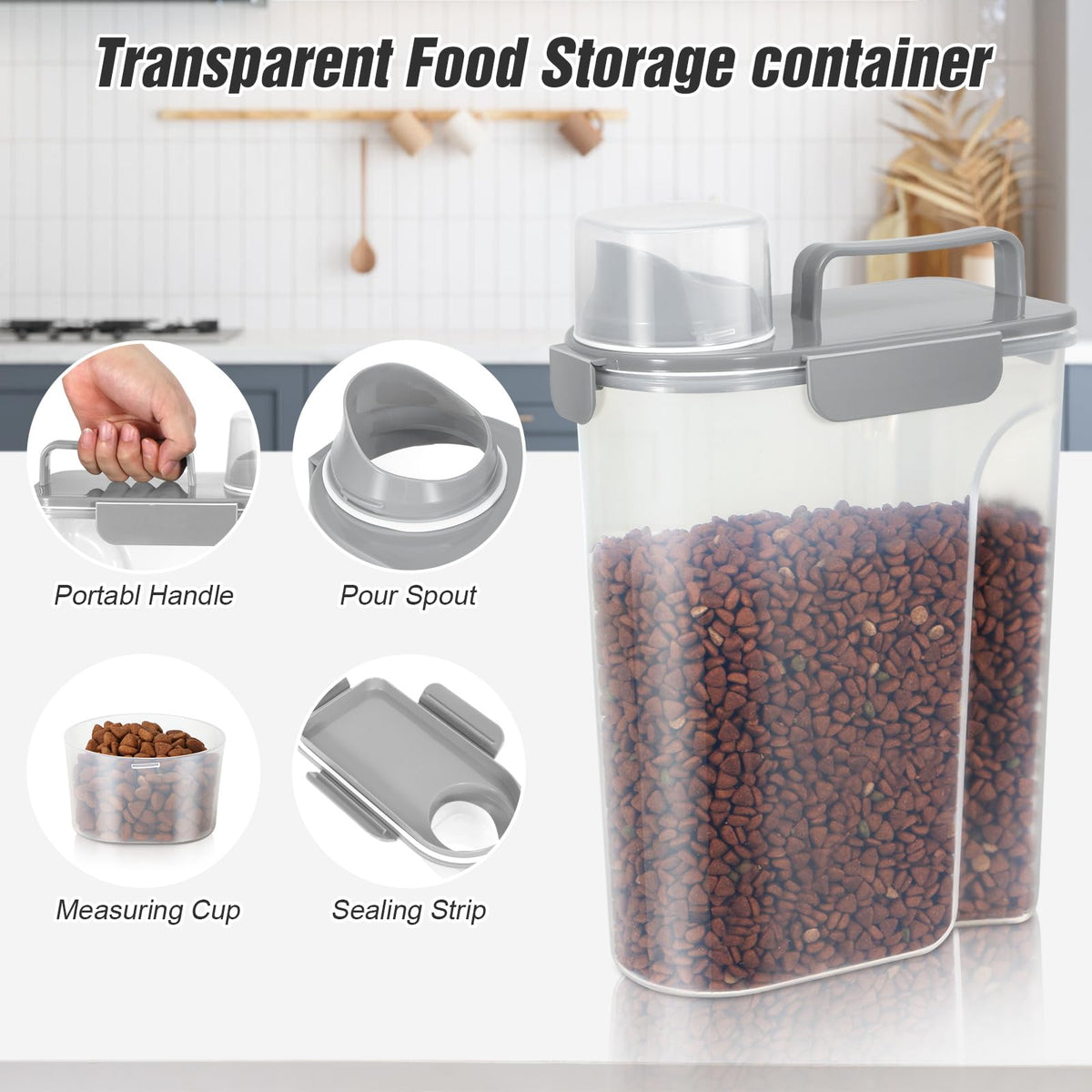 2 Pack Airtight Pet Food Storage Containers with Spout Q183