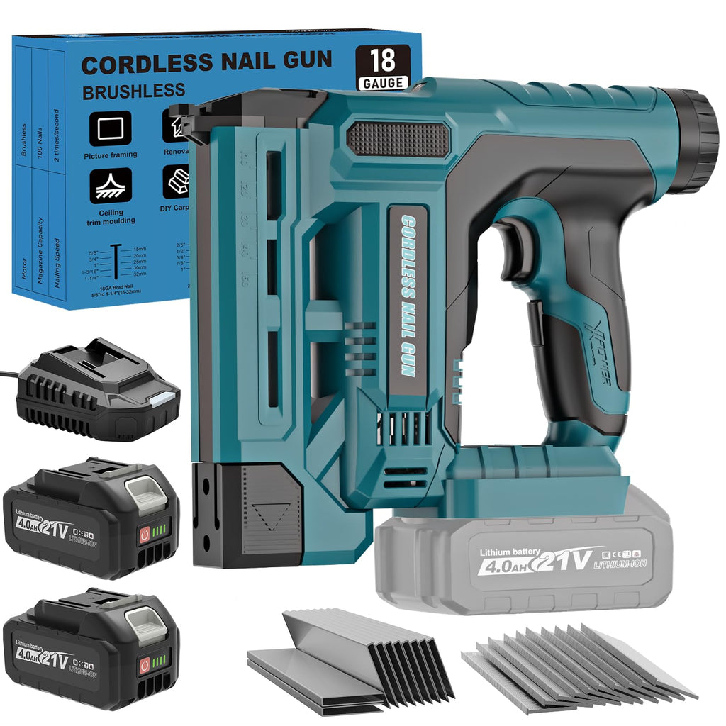 Cordless Battery Powered 18 Gauge 2 in 1 Brad Nailer & Staple Gun M36186