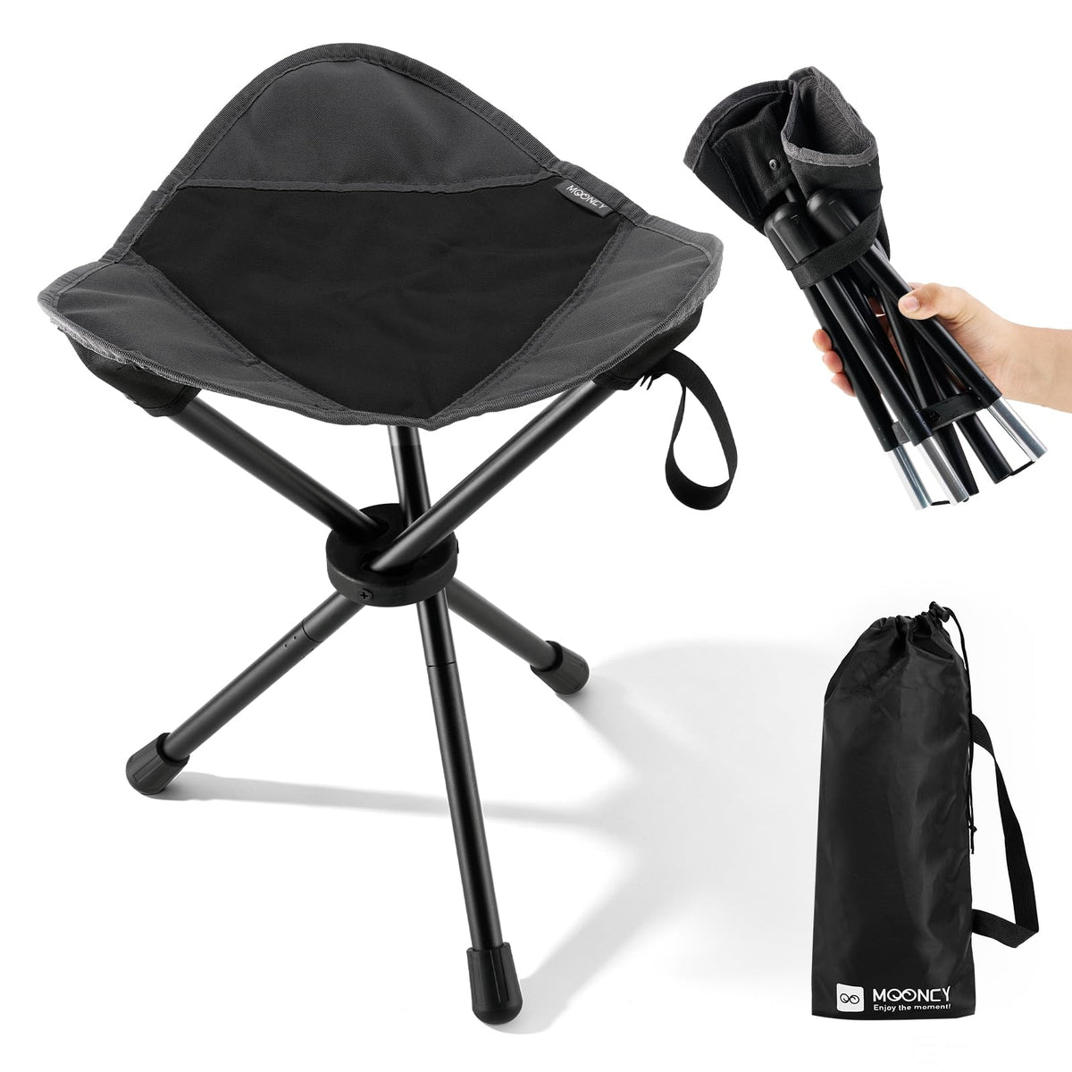 18"×14.5" Aluminum Alloy Folding Camping Stool, Black Y558681