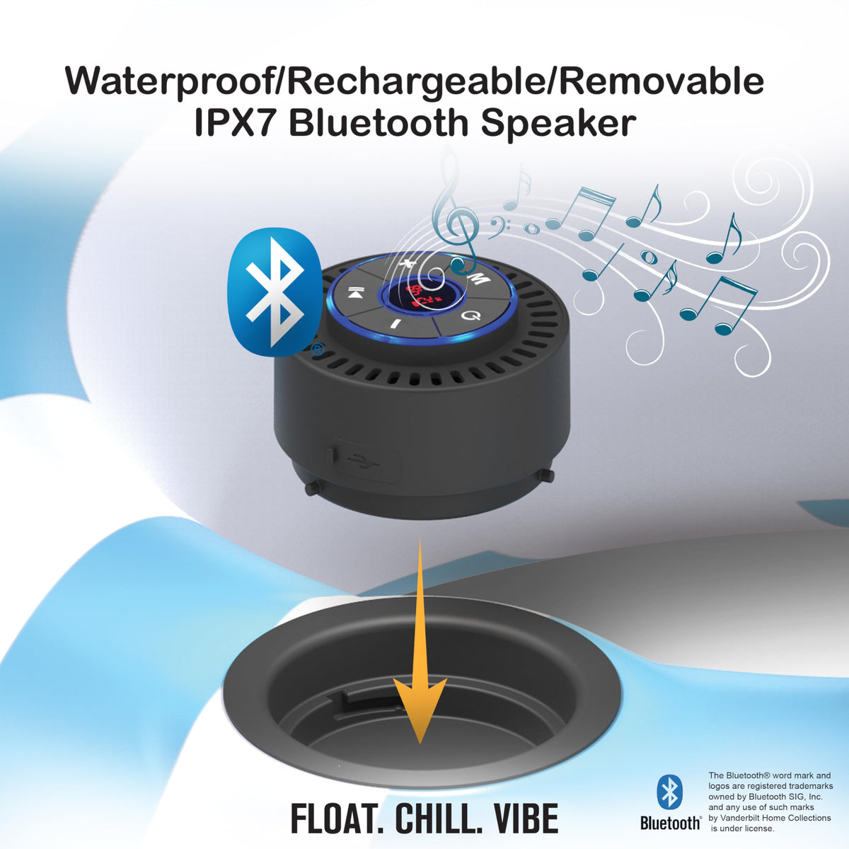Inflatable Floating Cooler with Lid, Bluetooth Speaker, 6 Cup Holders, 24 Can Capacity Q3122