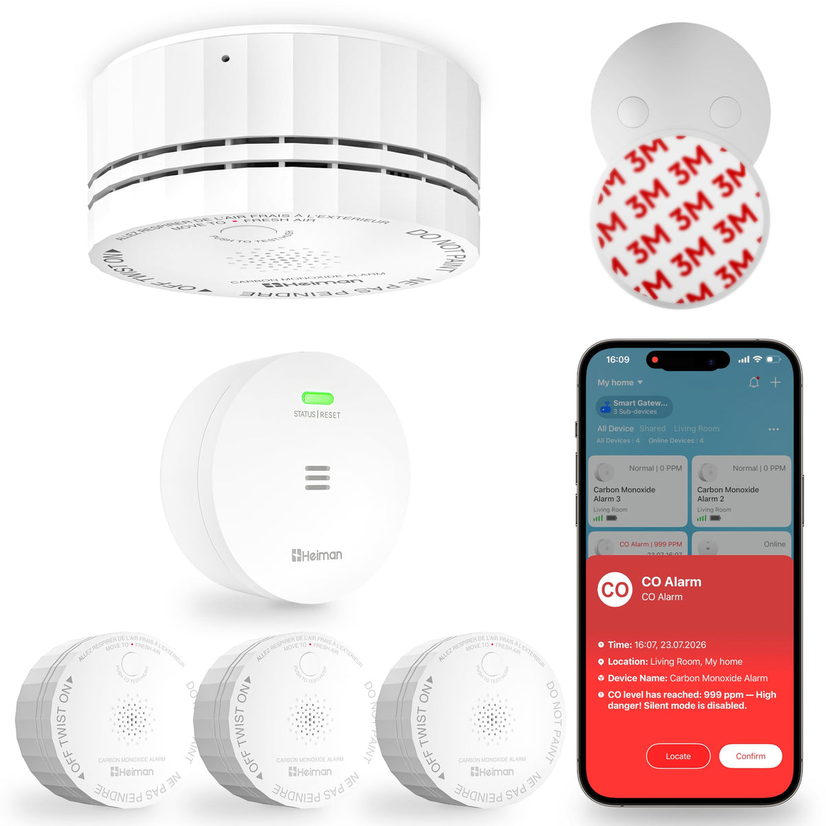 Carbon Monoxide Detectors 3-Pack with Gateway J3357