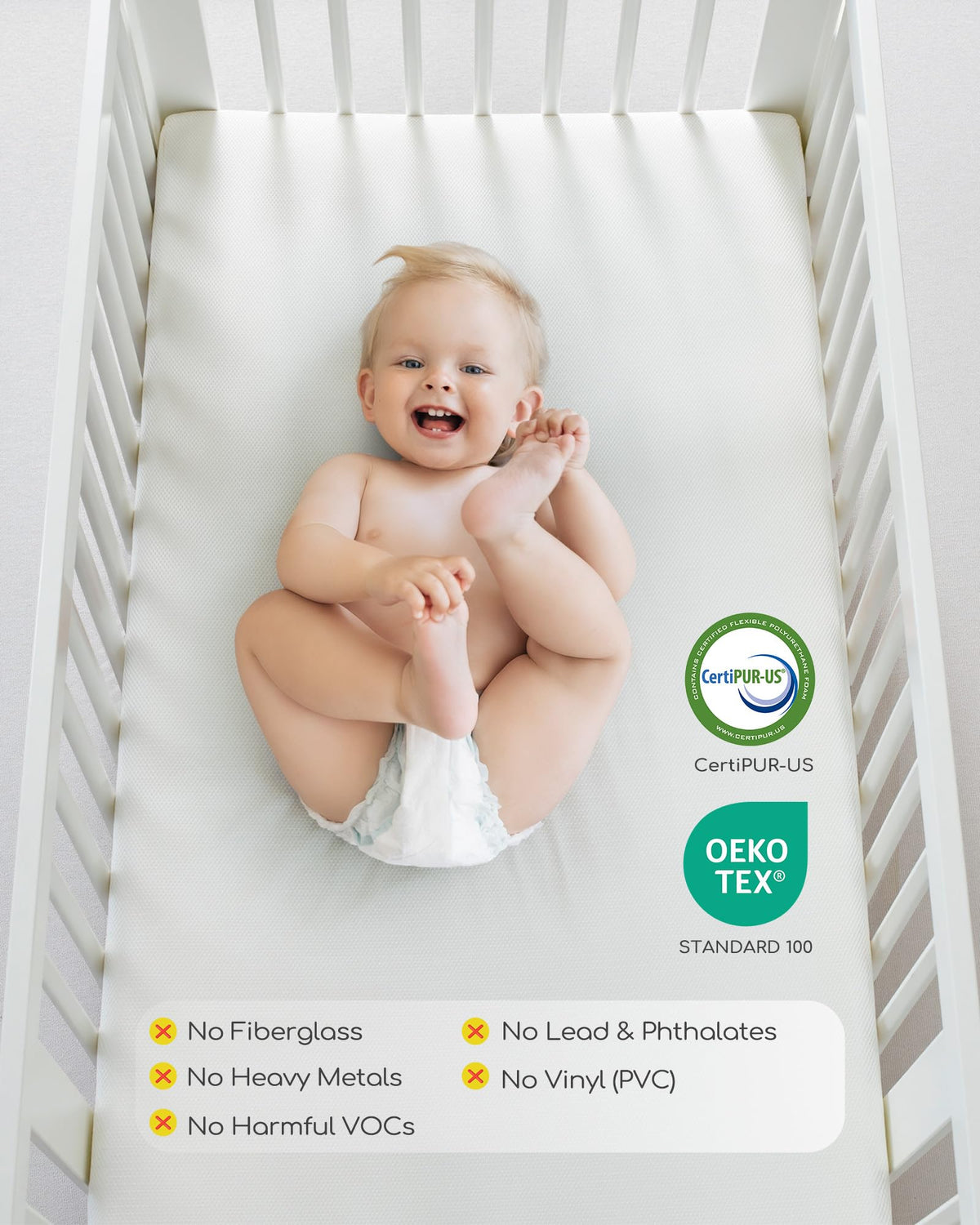 Breathable Standard Full Size Crib Mattress with Waterproof Machine Washable Cover S270