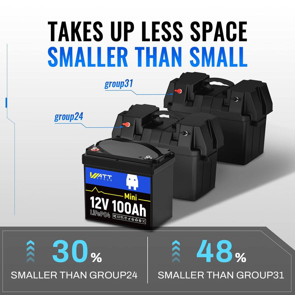 12V 100Ah Mini LiFePO4 Battery with 100A BMS S80677