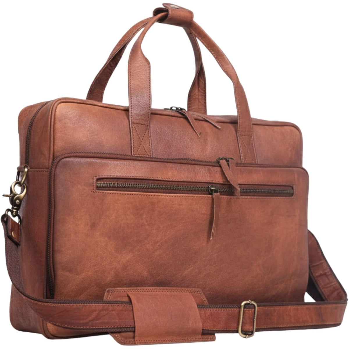 Brown 17-inch Genuine Leather Laptop Briefcase B392