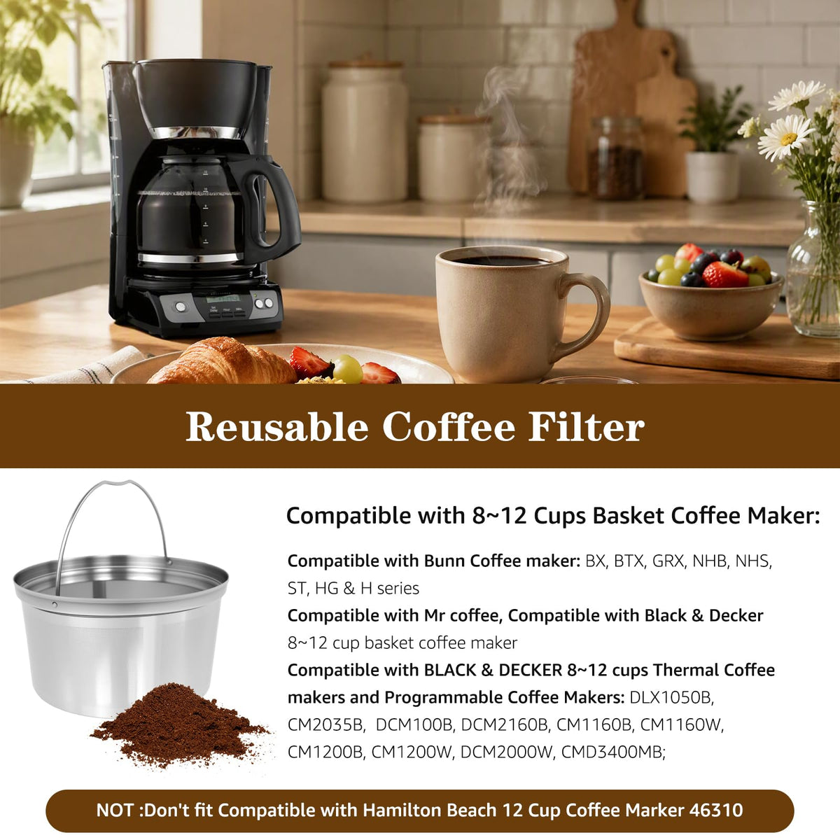 Stainless Steel Reusable Coffee Filter 2 Pack X5059