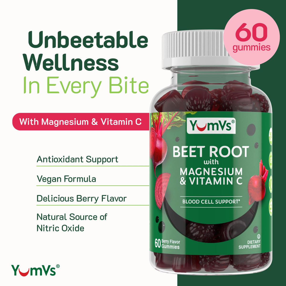 Beet Root Gummies with Magnesium & Vitamin C 60 Count R6243
