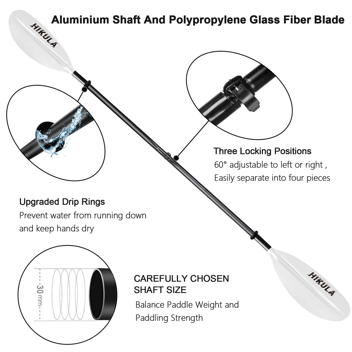 4 Piece Aluminum PP Floating Kayak Paddle X877