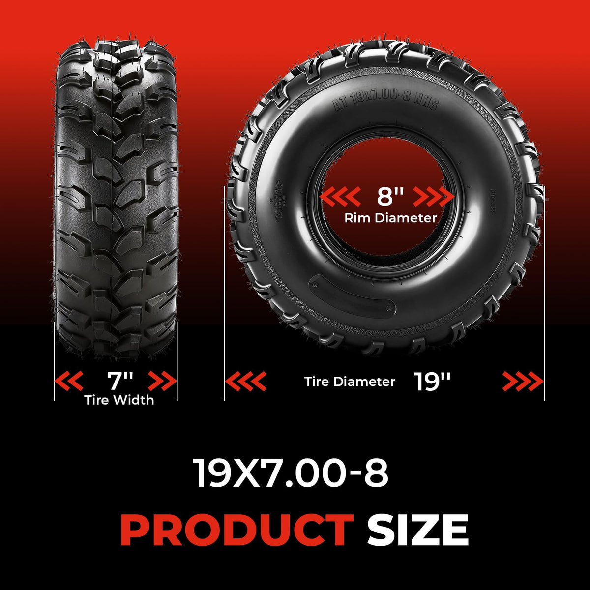 Set of 2 19x7-8 6 Ply Tubeless ATV Tires L241530