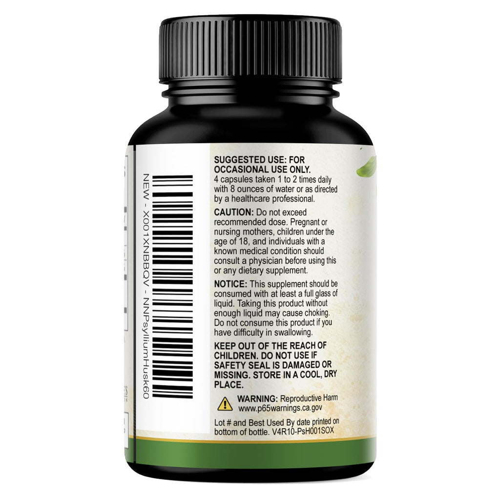Psyllium Husk Powder 2000mg Fiber Supplement 60 Capsules Q978735