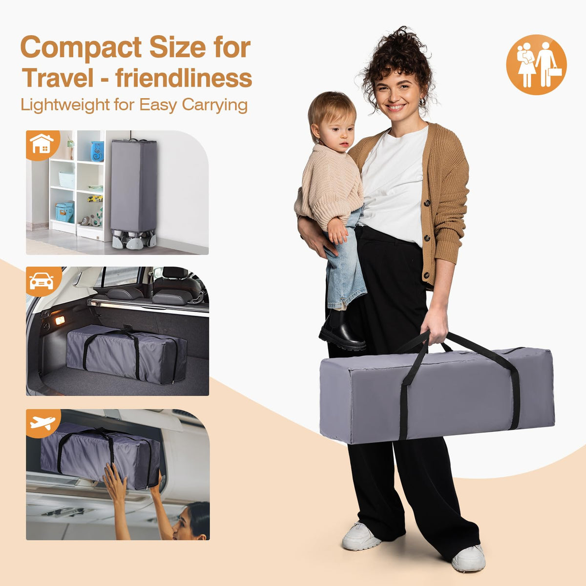 5-in-1 Portable Baby Bassinet with Changing Table and Carry Bag U29626