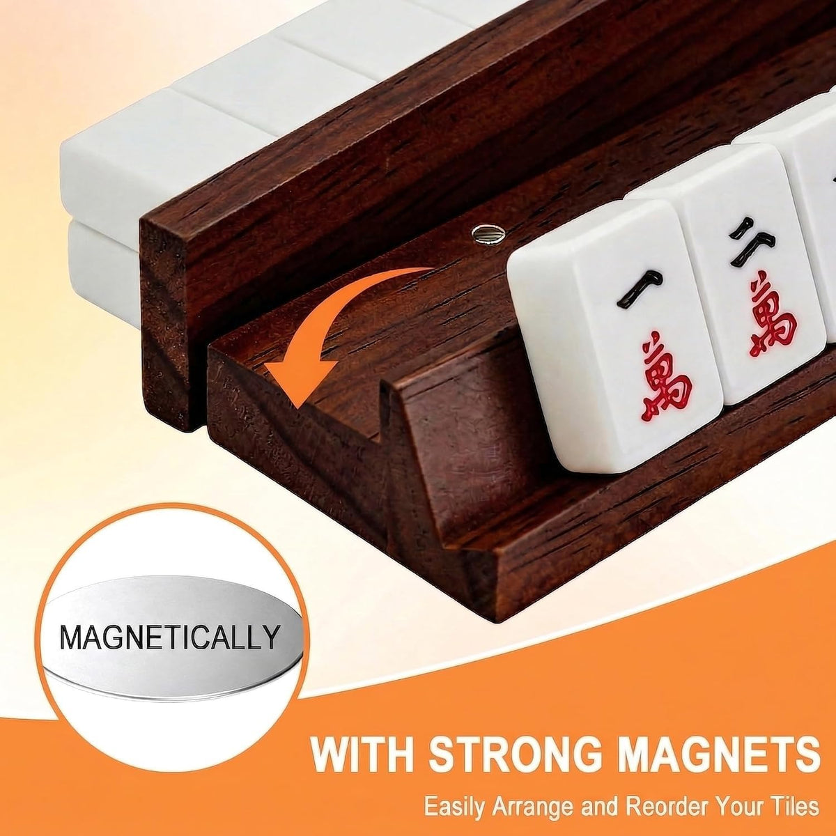 Wooden Mahjong Racks with Pushers Set of 4 R868445