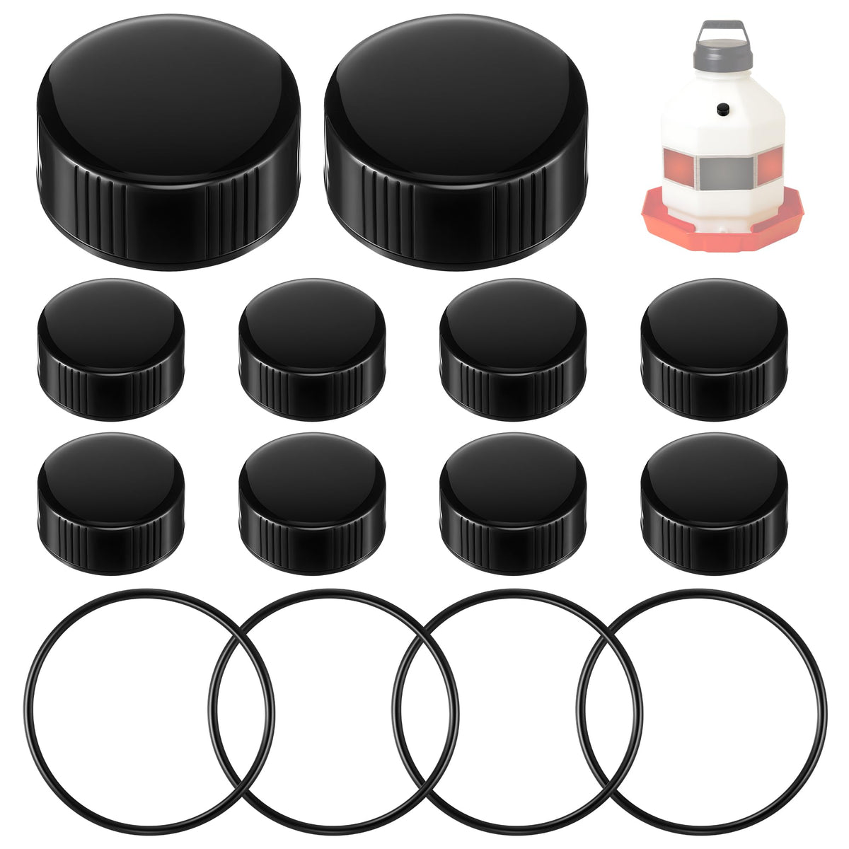 10 Replacement Cap 4 O Ring Black Poultry Waterer Part G6832