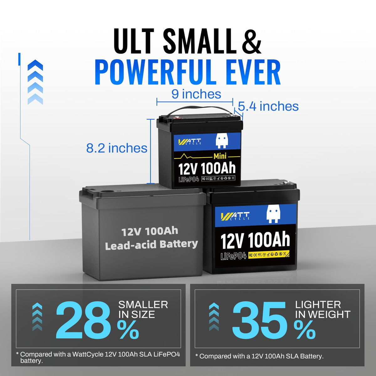12V 100Ah Mini LiFePO4 Battery with 100A BMS S80677