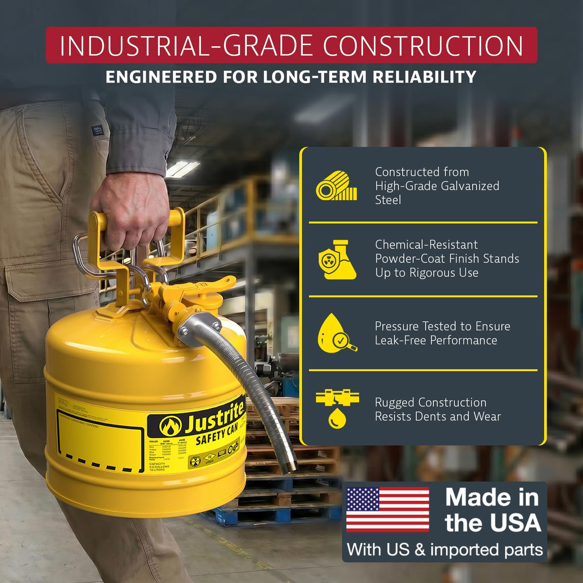 Yellow Galvanized Steel Diesel Fuel Can B300