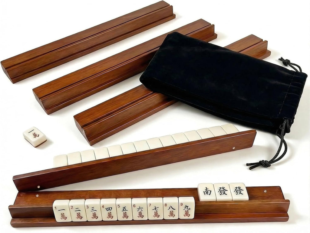 Wooden Mahjong Racks with Pushers Set of 4 R868445