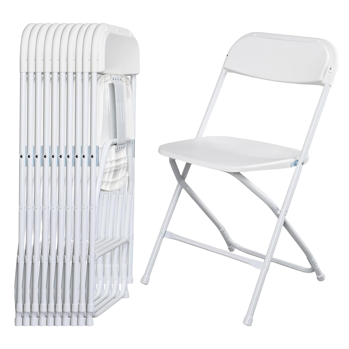 White 10 Pack Folding Chairs with Steel Frame E73078