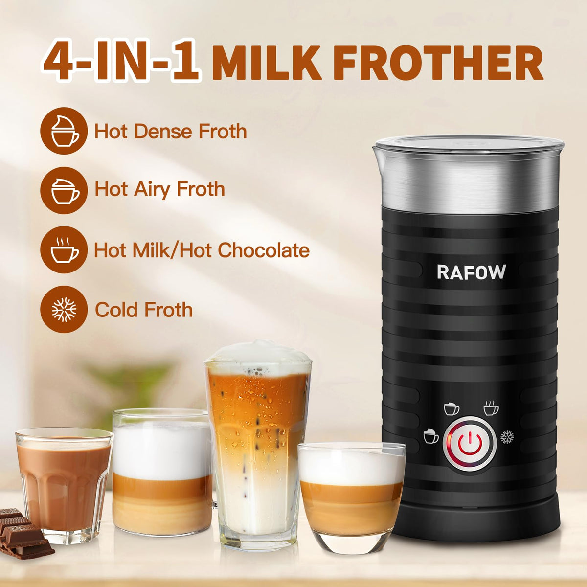 4 In 1 Electric Milk Frother Steamer 350ml Q763