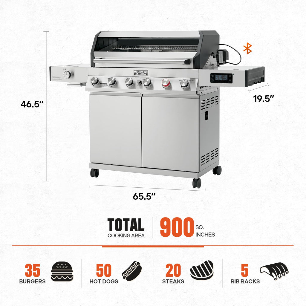 6+1 Burner Propane Gas Grill with Cover and Rotisserie Kit O237446