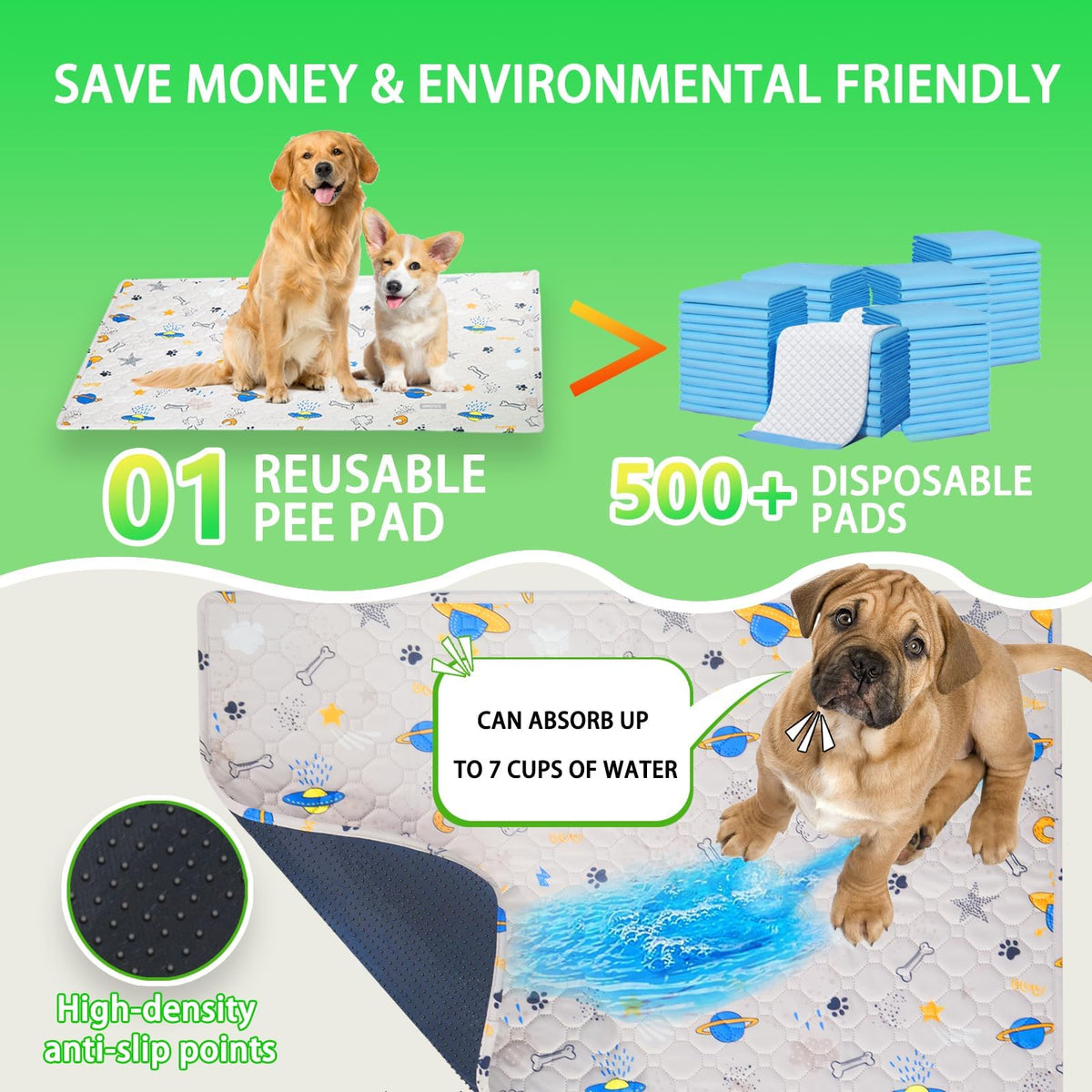 Reusable Artificial Grass Dog Loo System with Tray and Pee Pads, 35x23in C982