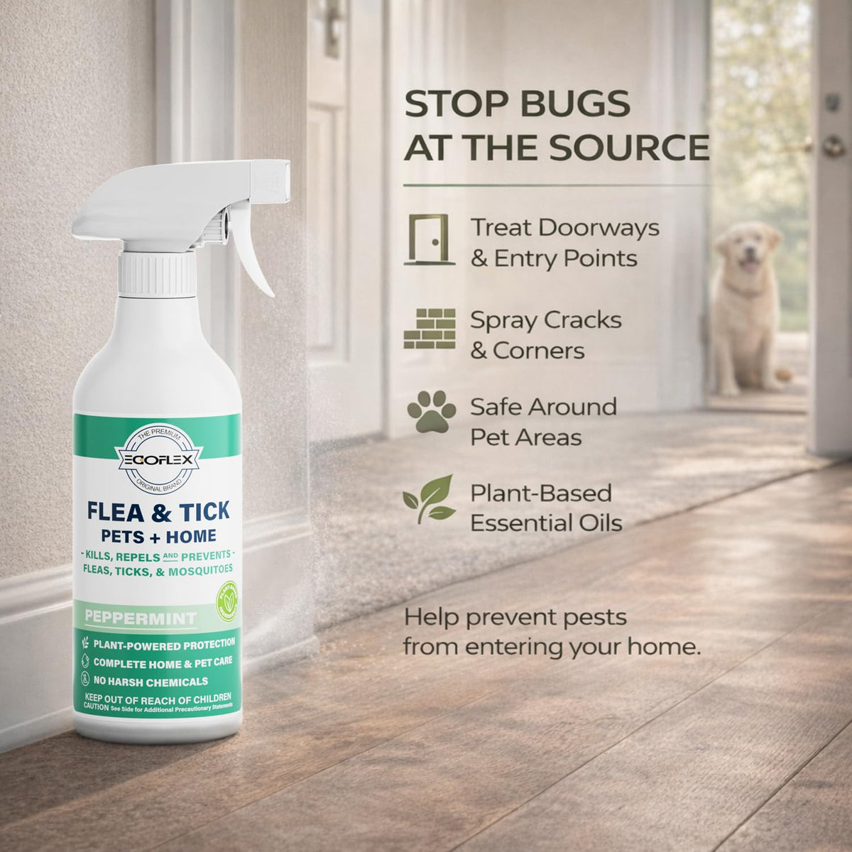 Plant-Based Flea Spray with Peppermint Scent 16oz M874