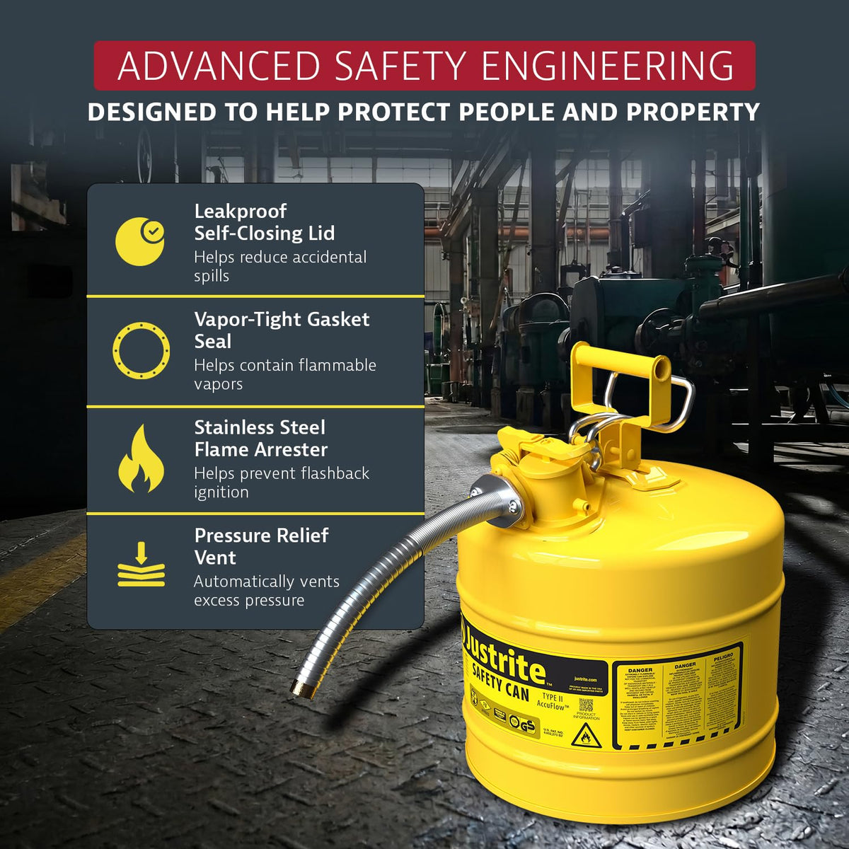 Yellow Galvanized Steel Diesel Fuel Can B300