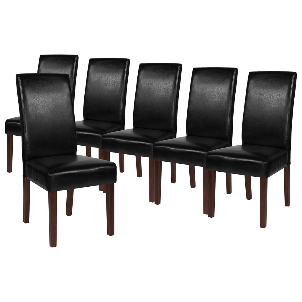 Black Faux Leather Parsons Chair 6-Pack J156