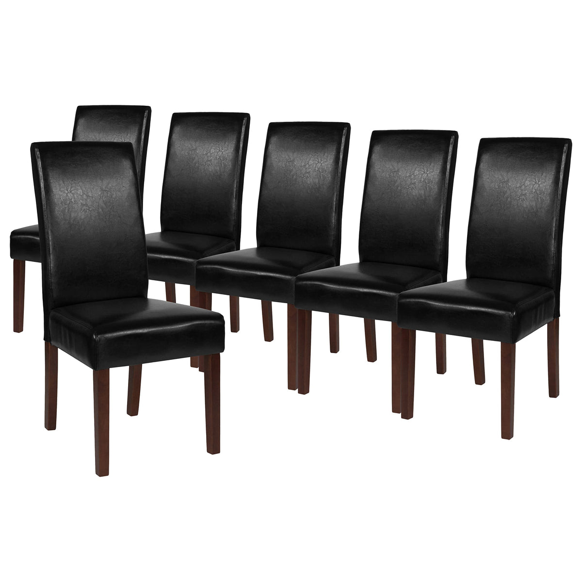 Black Faux Leather Parsons Chair 6-Pack J156