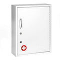 White Locking Metal Wall Mounted Medication Cabinet with Document Pocket F866