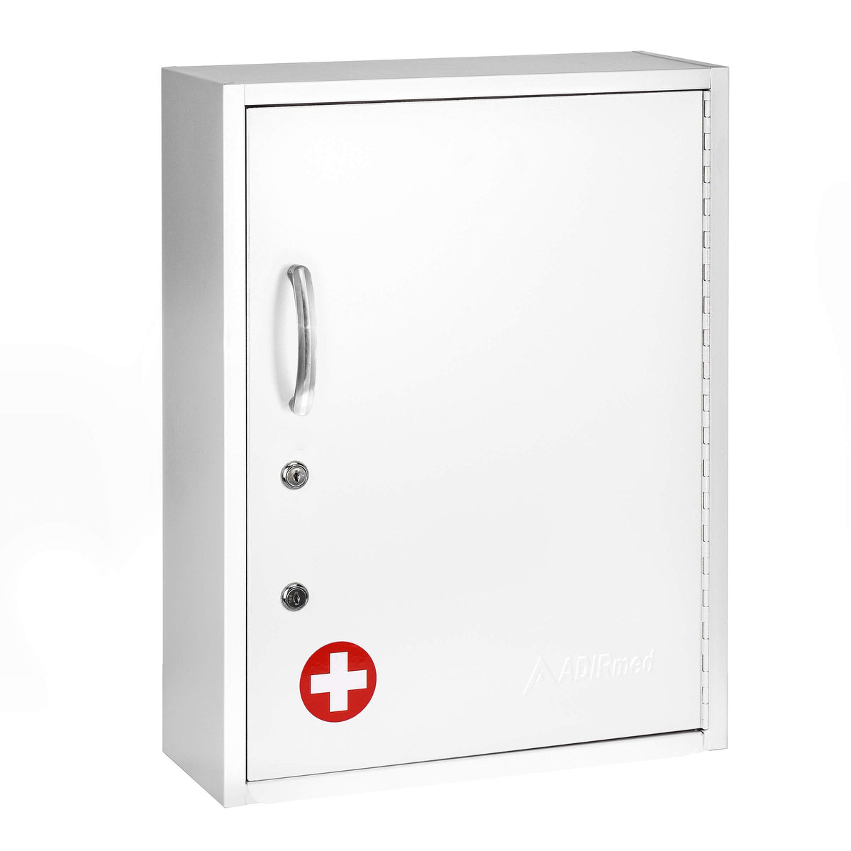 White Locking Metal Wall Mounted Medication Cabinet with Document Pocket F866