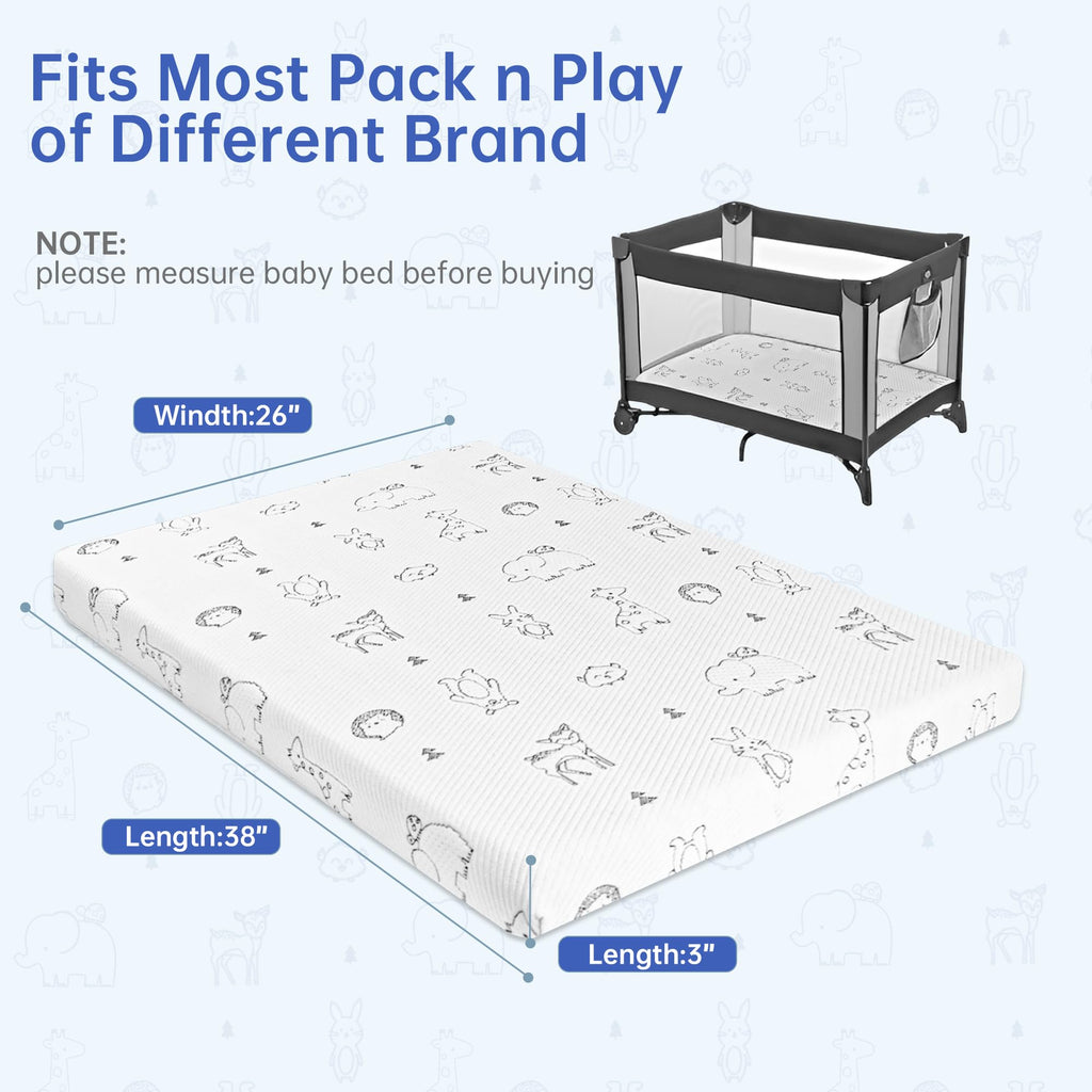 Pack and Play Mattress 38"x26" Firm Support Foam Q9255