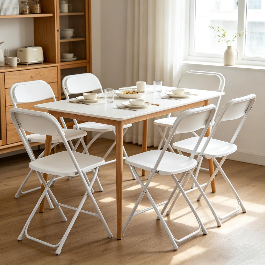 White 10 Pack Folding Chairs with Steel Frame E73078